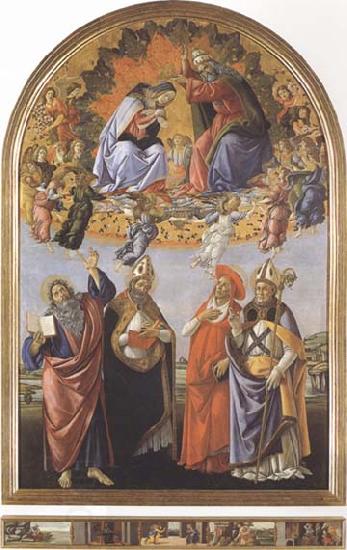 Sandro Botticelli Coronation of the Virgin,with Sts john the Evangelist,Augustine,Jerome and Eligius or San Marco Altarpiece China oil painting art